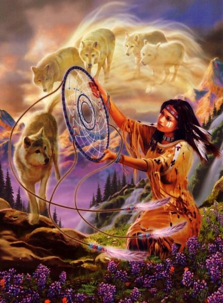 Les loups et l'indienne